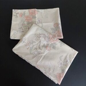 VTG JANACO'S Standard Pillowcases 2 Floral Royal Peach White Cottagecore Prairie